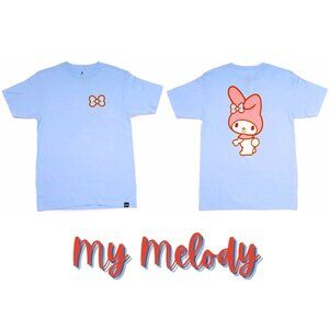MY MELODY Sanrio Logo Graphic Blue Short Sleeve Tee Size Medium NWoT